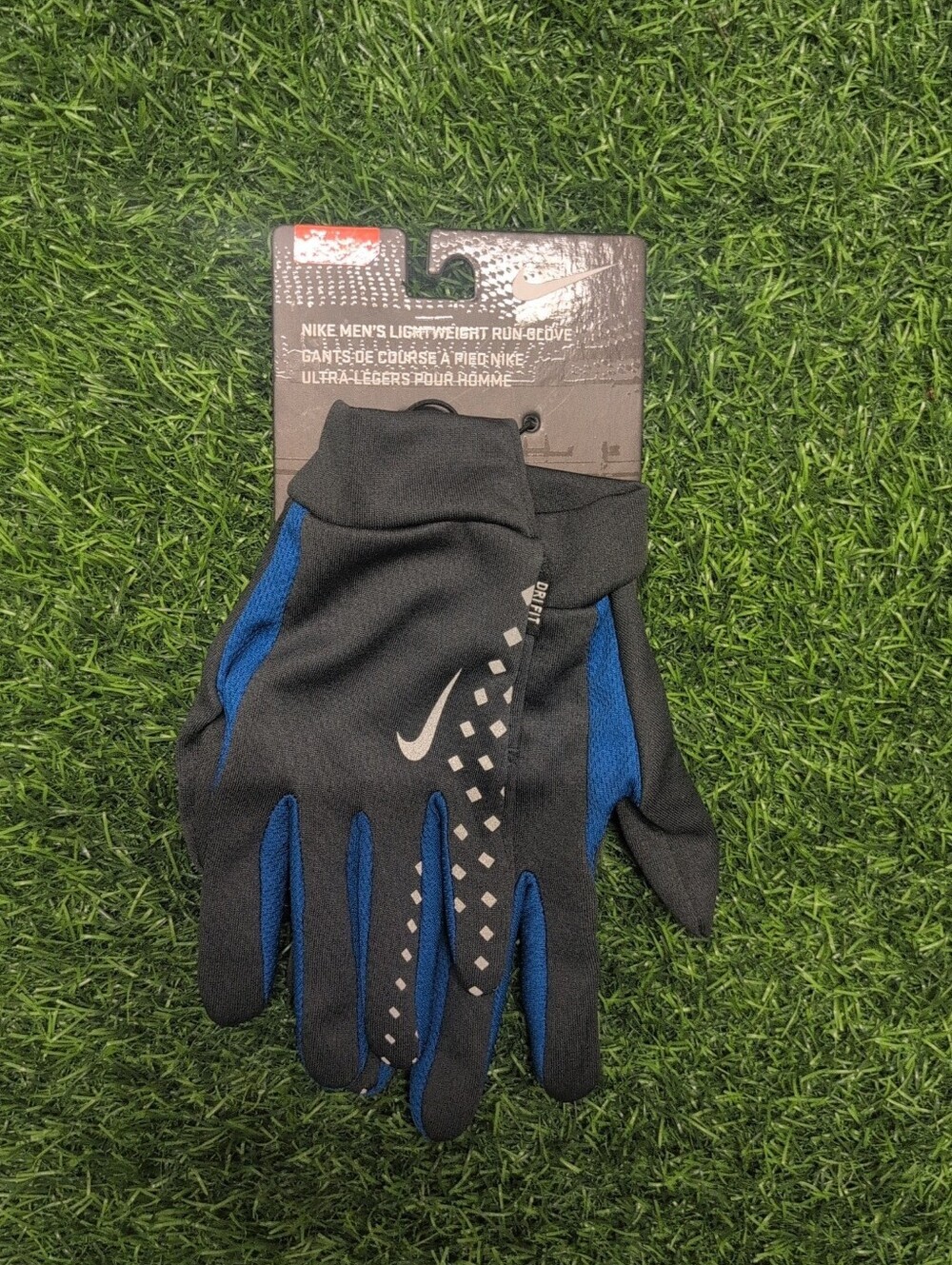 Nike Men’s Gray & Blue Lightweight Training run Gloves Size Large